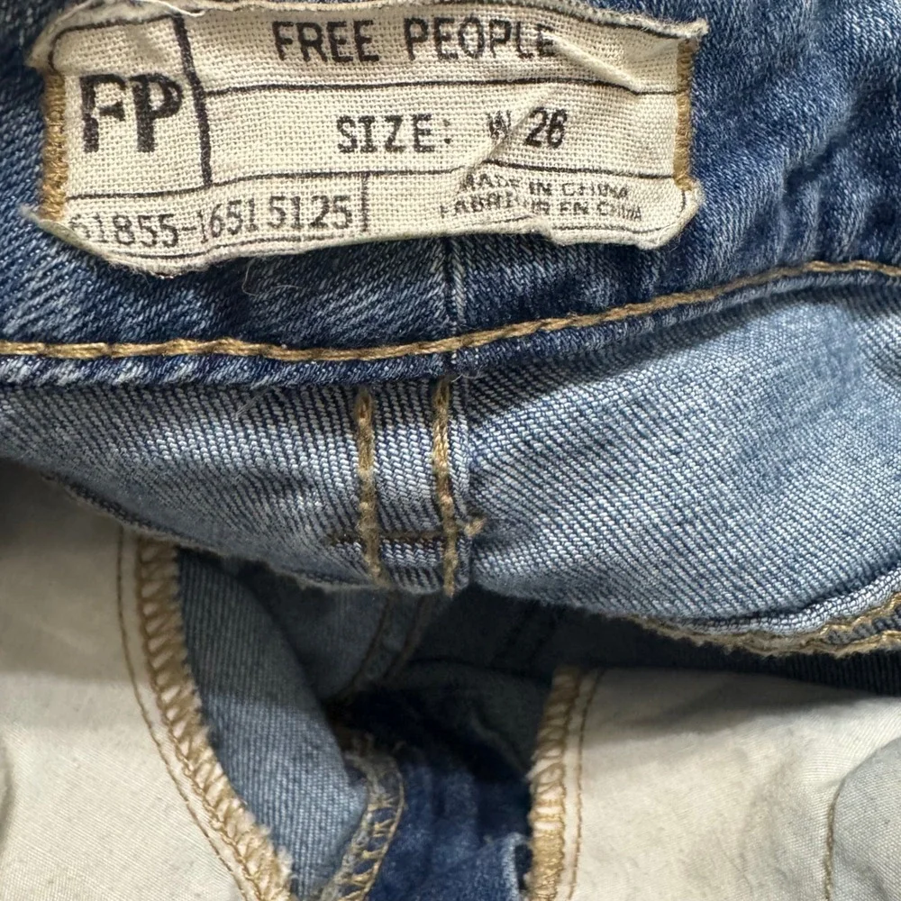 Free People Le Disco Flare Jeans Womens 26 Blue Bell Bottom Rainbow Pocket Retro